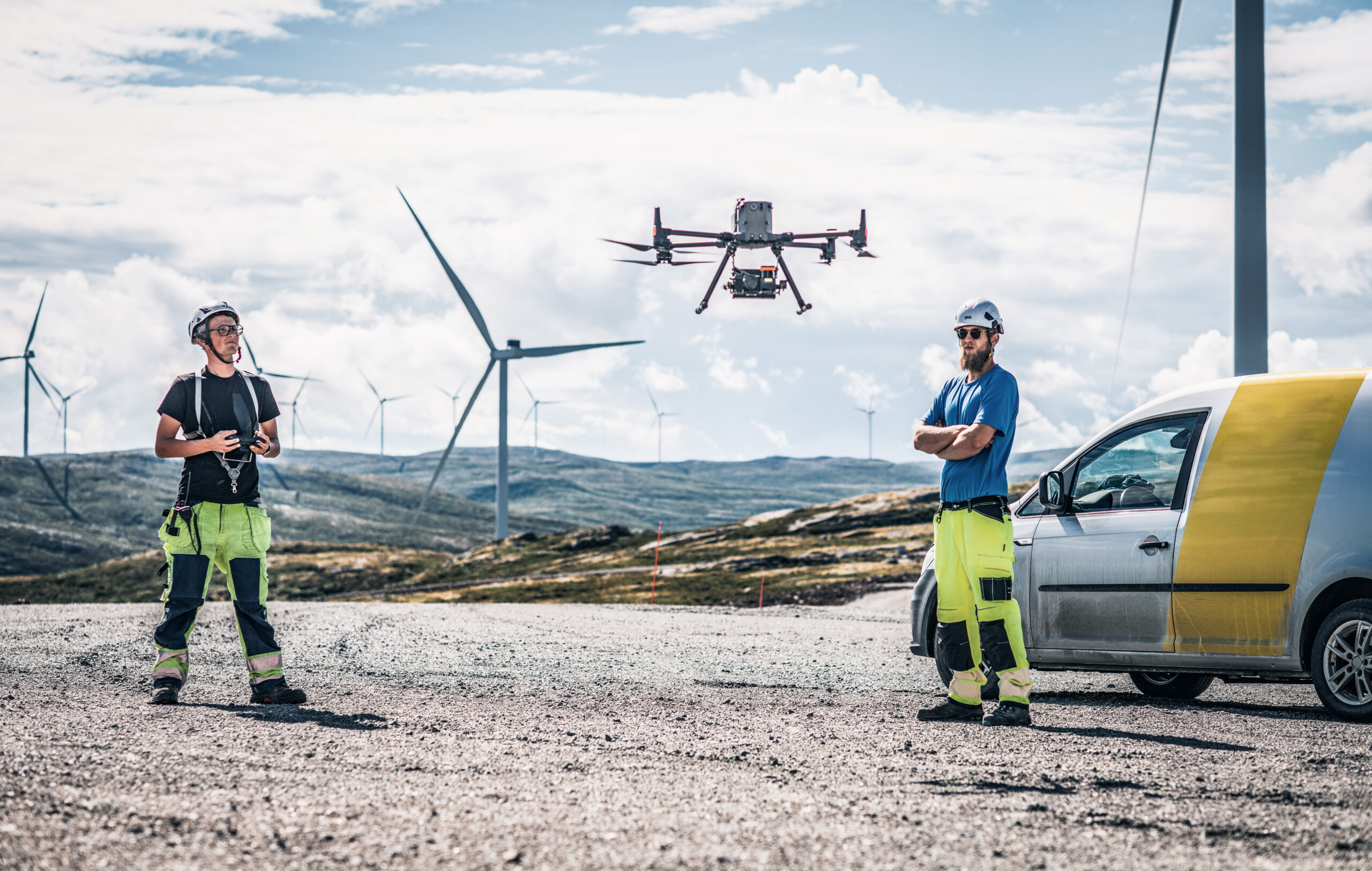 Pilots for drone inspection of wind farms